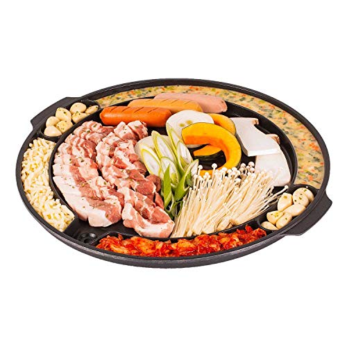 COOKKING - Master Grill Pan, Korean Traditional BBQ Grill Pan - Stovetop Nonstick Indoor/Outdoor Smokeless BBQ Cast Aluminum Grill Pan, Made in Korea - style: MasterGrill