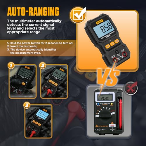 AUTOOL Digital Multimeter, Multi Meter 4000 Counts True RMS Auto-Ranging, NCV, Voltage/Resistance/Continuity/Current Tester