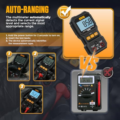 AUTOOL Digital Multimeter, Multi Meter 4000 Counts True RMS Auto-Ranging, NCV, Voltage/Resistance/Continuity/Current Tester