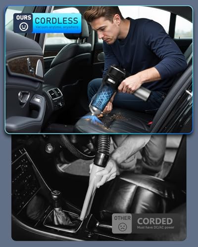 NEVERLAND Handheld Vacuum Cordless Car Vacuum - 15000PA High Power 4-in-1 Portable Foldable Small Detailing Kit, Rechargeable Hand Held Vacuum for Car Home Office