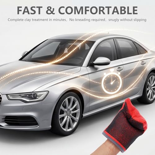 2-Pack Fine Grade Clay Mitt, Premium Clay Infused Auto Detailing Glove Designed to Remove Dirt, Grime, Iron and Surface Contaminants from Paint, Glass, Car Clay Bar Mitt for a Finish
