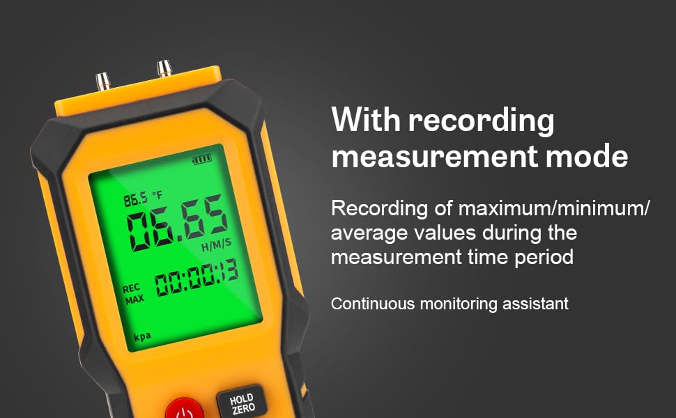 YZT Meter Manometer Air Pressure Meter, Digital Differential Pressure Gauge, HVAC Gas Pressure Meter Dual-Port Manometer Gas Pressure Tester (9v Battery Included)… - style: 1/8 Inches Diameter Port