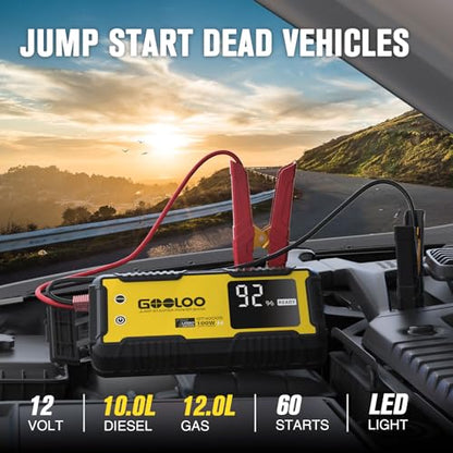 GOOLOO GT4000S Jump Starter 4000A Car Jumper Starter (Up to 10L Diesel All Gas Engines), 100W Fast-Charging Lithium Jump Box, SuperSafe Portable Car Battery Charger for 12V Vehicles, Yellow - color: Yellow