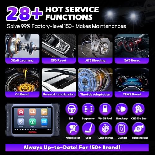 Autel MaxiCOM MK808Z OBD2 Scanner, 2026 Bidirectional Scan Tool Same As MK808S MX808S, Work as MaxiCheck MX900 MK900BT, Active Test, 28+ Service, All System Diagnose, Injector Coding, FCA Autoauth