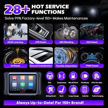 Autel MaxiCOM MK808Z OBD2 Scanner, 2026 Bidirectional Scan Tool Same As MK808S MX808S, Work as MaxiCheck MX900 MK900BT, Active Test, 28+ Service, All System Diagnose, Injector Coding, FCA Autoauth