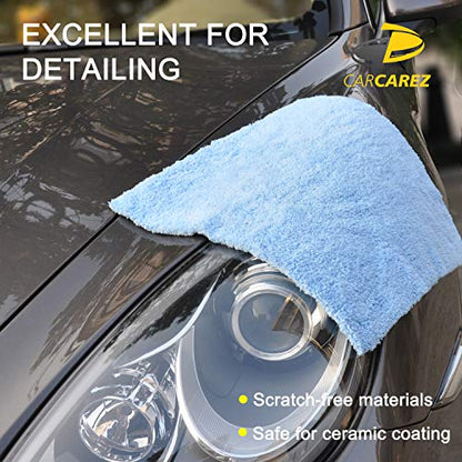 CARCAREZ Microfiber Towels for Cars, Car Drying Wash Detailing Buffing Polishing Towel with Plush Edgeless Microfiber Cloth, 450 GSM 16x16 in. Pack of 6 - color: Blue