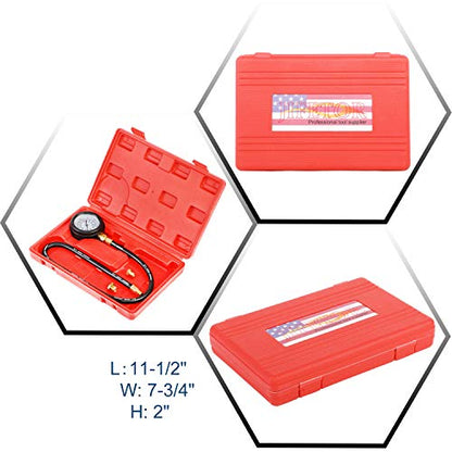 JIFETOR Oil Pressure Tester Kit, Professional Engine Diagnostic Test, 100PSI Pressure Gauge Tool with Hose Adapter for Truck Car ATV - color: Red Case