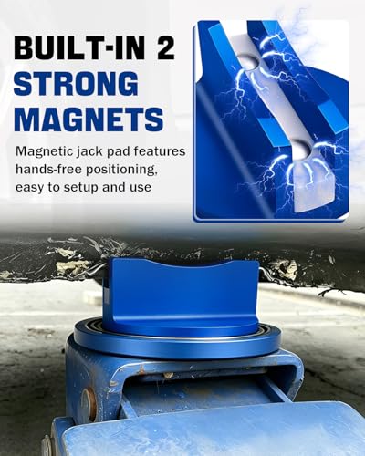 Magnetic Pinch Weld Jack Pad (Blue, 2 Pack) | 0.47’’ Slotted, Aluminum, Jack Pad for Frame Protection, Universal Pinch Weld Adapter for Car SUV Truck - color: Blue 2 Pack