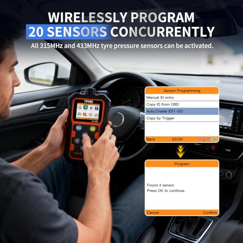 PS003 TPMS Programming Tool OBD2 Scanner, Tire Pressure Sensor Relearn Diagnostic Tool, Check Engine Light Code Reader for Cars Mechanics