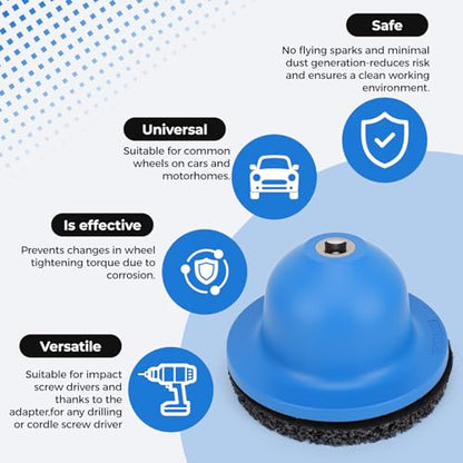 Professional Wheel Hub Grinder Resurfacing Cleaning Kit, Wheel Hub Grinder Ball Head Car Cup Brush Cleaning Set, 1500rpm, 90mm ID 150mm OD for RV Truck Tire Change, Hub & Rim Removal Tool