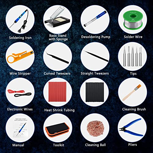 Soldering Iron Kit, 80W 110V Upgraded Digital Electric Solder Irons, with LCD Display, 39-in-1 Adjustable Temperature Welding Tool for Metal, Jewelry Electrical Repairs, DIY