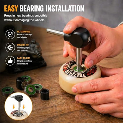 Hicarer Skate Bearing Press Tool Portable 8mm 608 Bearing Installer Remover for Inline Roller Skate, Skateboard, Longboard & Kick Scooter Wheel Replacement