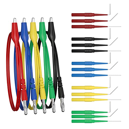 Test Lead Kit 20pcs Alligator Clip to 4mm Banana Plug Test Probe Back Probes Kit Test Pins for Automotive Repair Inspection Tools Set JT8005 - size: 20pcs