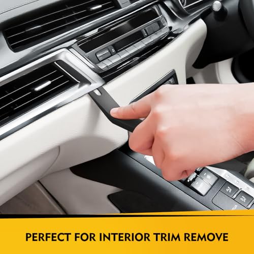 Auto Trim Removal Tool Kit, 5-Piece No Scratch Plastic Pry Tool Set for Car Door Panel & Dashboard - Professional Trim Tools Automotive with Clip Fastener Remover, Scratch-Resistant - Black