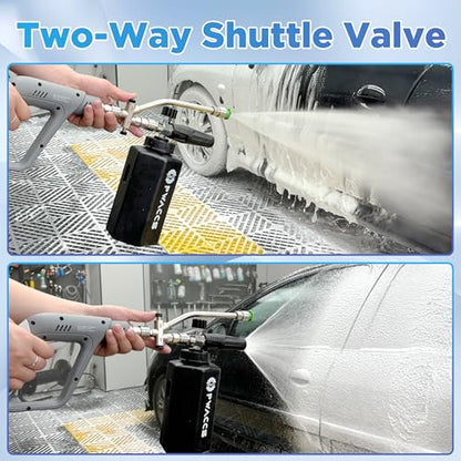 PWACCS Foam Cannon, 1.5 L Pressure Washer Gun with Dual Connector | 4000 PSI, Ideal for Driveways, SUVs & Detailing, Car Wash, Fits Most Pressure Washers with 1/4" Quick-connect - size: M22 14mm
