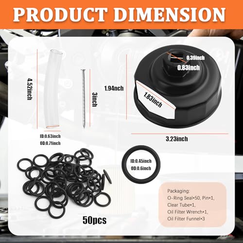Compatible with Harley Oil Change Kit,Multi-Function Motorcycle Oil Funnel Kit Includes Oils Change Funnel/Oils Filter Wrench/Rubber O-Ring Seals,Motorcycle Tool Kits