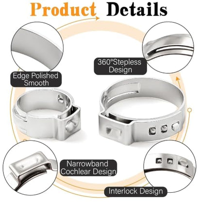 360Pcs Single Ear Hose Clamps Kit,Stepless 5.3-36.1mm 304 Stainless Steel Hose Repair Clamp Cinch Rings,Ear Clamp Pliers Tool with Portable Toolbox for Automotive Fuel Line Plumbing PEX DIY - size: 360PCS