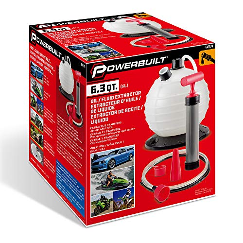 Powerbuilt Oil and Fluid Extractor 6.3 Quart (6 Liter), Manual Liquid Pump Extract and Transfer, Automotive, Engine, Transmission, Radiator, 647570