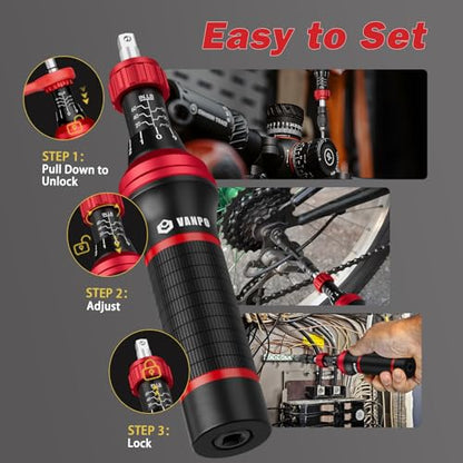VANPO Torque Screwdriver Set 10-60 in-lb, 99-Piece Torque Driver Kit | with T-Bar & 1/4" Quick-Change Adapter, Adjustable for Scope Mounting, Bicycle & Electronics Maintenance - size: 10-60 in.lb