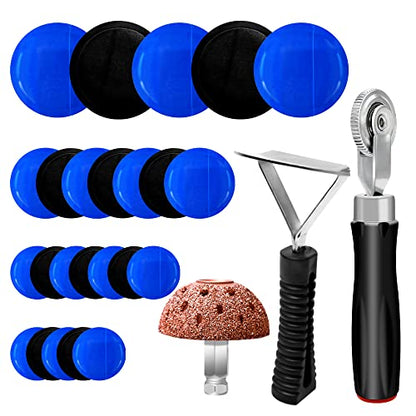 34Pcs Tire Repair Patch Tools Tire Patch Kit, Tire Repair Kit Tire Patch Roller Tungsten Steel Buffing Wheel with Inner Liner Scraper 30Pcs Tire Patches for Car Motorcycle Bike (55 mm) - size: 55 mm