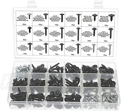 Swordfish 32750-255pc Phillips Trim Screw Self Tapping Self Drilling Tek Screw Washer Head Screw Assortment