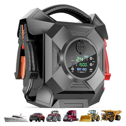 Truck Jump Starter Heavy Duty,CAT797 30000A 12V/24V Portable Lithium Battery Jumper,-40F° Instant Start Battery Booster Pack,for Semi Truck,Gasoline/99L and Diesel Engines Up to 50L,Class 8 - color: black