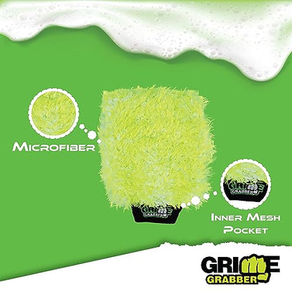 2-Pack 10" x 8" Microfiber Wash Mitt and Wash Sponge Pad Combo