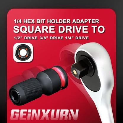 Geinxurn 3PCS Impact Screwdriver Bit Holders, 1/4-Inch Square Drive to 1/4-Inch Quick Release Hex Socket Adapter for Impact Wrench - size: 3pcs