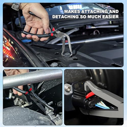 2Pcs Electrical Disconnect Pliers Set, Automotive Connector Pliers, Automotive Hose Disconnect Tools for Push Tab Style Plugs，Fuel Line Disconnect Tools with Anti-Slip Grip (1 * 60°+ 1*Straight)