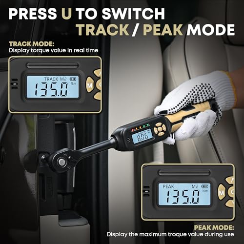 Digital Torque Wrench 3/8 Drive, 5.0-99.6 ft.lb ±1% Accuracy Electronic Torque Wrench Set with Buzzer and LED Inch Pound Torque Wrench with Spark Plug Socket for Car Repair Automobile Desert Tan - size: 3/8 Drive 5.0-99.6 ft.lb