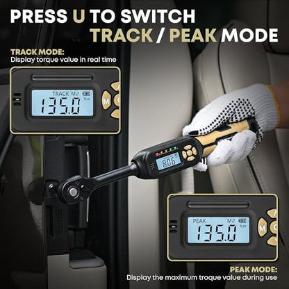 Digital Torque Wrench 3/8 Drive, 5.0-99.6 ft.lb ±1% Accuracy Electronic Torque Wrench Set with Buzzer and LED Inch Pound Torque Wrench with Spark Plug Socket for Car Repair Automobile Desert Tan - size: 3/8 Drive 5.0-99.6 ft.lb