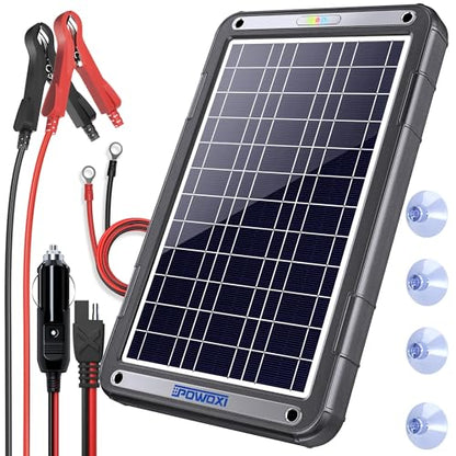 POWOXI 12V Solar Car Battery Charger: 12W Solar Trickle Charger Maintainer with MPPT Controller for Car - RV Boat Marine Motorcycle - Solar Panel Kit for Automotive Trailer Truck Snowmobile Tractor - size: MPPT Pro-12W