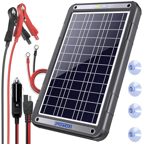 POWOXI 12V Solar Car Battery Charger: 12W Solar Trickle Charger Maintainer with MPPT Controller for Car - RV Boat Marine Motorcycle - Solar Panel Kit for Automotive Trailer Truck Snowmobile Tractor - size: MPPT Pro-12W