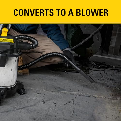 STANLEY 4 Gallon Wet Dry Vacuum, 4 Peak HP Stainless Steel 3 in 1 Shop Vacuum Blower with Powerful Suction, Vacuum for Job Site, Garage, Basement, Workshop, Top Handle, Portable Wet Dry Vac SL18301-4B - size: 4 Gallon, 4.0 HP