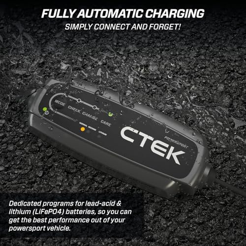 CTEK CT5, 12V Automotive Battery Charger for Auto, Motorcycle, ATV, Snowmobile - Battery Trickle Charger and Battery Maintainer - Charges Lead-Acid and Lithium Ion (12V LiFePO4) Batteries