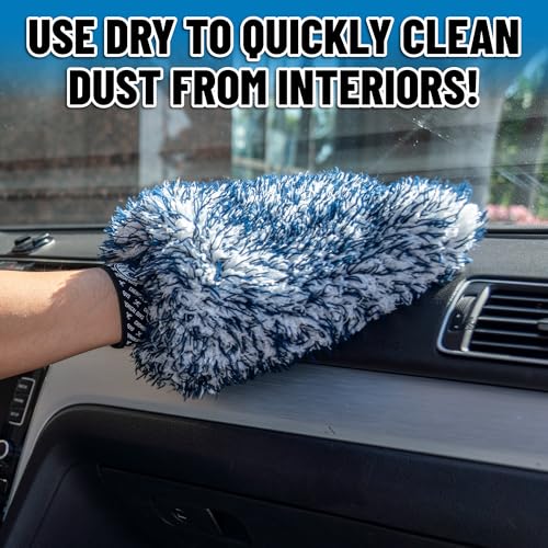 Chemical Guys, The Dually Dual-Fiber Wet-Dry Microfiber Wash Mitt, Blue | Dual-fiber mitt holds thick suds for washing and flips to a plush side for drying, scratch-free, single mitt - size: 1 Pack, style: Wash Mitt