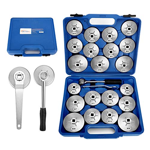 BETOOLL 23pcs Oil Filter Wrench Set, Oil Filter Socket Set with 65, 67, 72, 73, 74, 75, 76, 79, 84, 89, 91, 92, 95, 101mm, Compatible with Toyota VW BMW ‌GMC Sierra Ford Volvo - size: 23 PCS