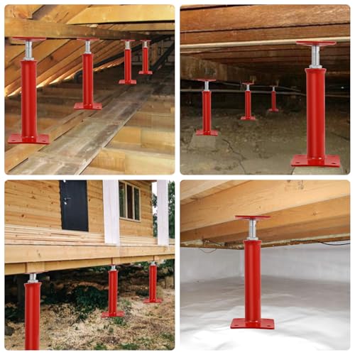4 Pack House Jacks for Leveling 19''-36''Adjustable Support Jack,17636LBS Max Capacity Each Screw Pole Jack,for Temporary Support for Leveling-Red