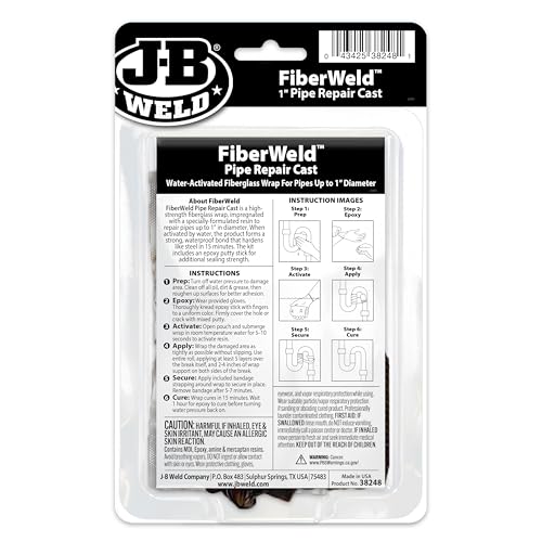 FiberWeld Pipe Repair Cast 2x48 Inch – High Strength Adhesive Fiberglass Wrap – White - size: 2" x 48"