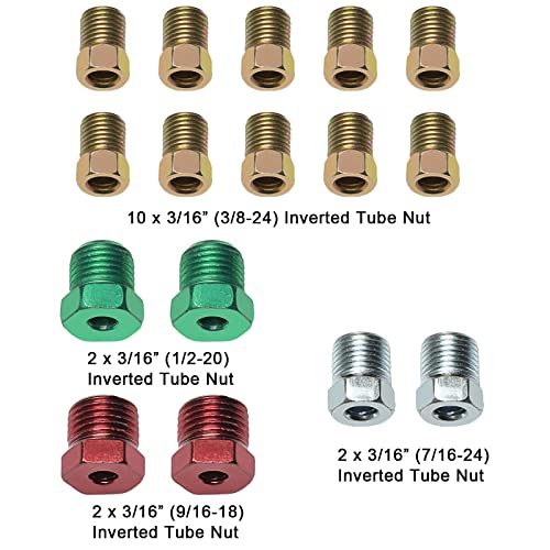 25ft 3/16 True Copper-Nickel Tubing Kit, 16 Fittings, SAE Inverted Flare | Anti-rust alloy construction, highly flexible to bend, direct swap for vehicle brake and fuel tubing - size: 3/16, 1 Kit