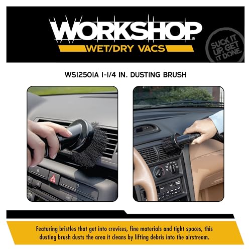 WORKSHOP Wet/Dry Vacs WS12501A 1-1/4-in. Dusting Brush Vacuum Attachment - size: 1-1/4"