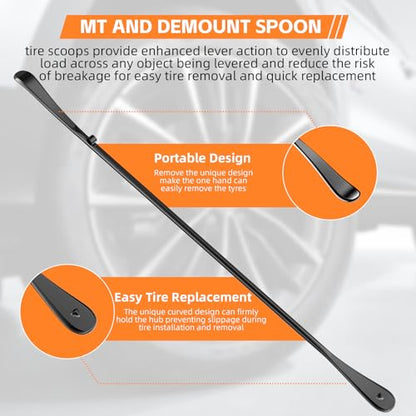 2 Pack 38 Inches Tire Crowbar Spoon Set, Forged 40Cr Steel Tire Mount & Demount Tools, Heavy Duty Tire Changing Pry Bar Kit for Car Truck SUV Bus Taxi Motorhome - size: 2 Pack 38 "x 38"