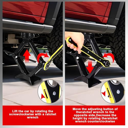 Car Jack Kit 2.5 Ton (5512 lbs),Scissor Jack for Car with Rubber Pad, Equipped with Upgraded Cross Wrench, Portable tire Jack Replacement kit, and SUV MPV car Emergency
