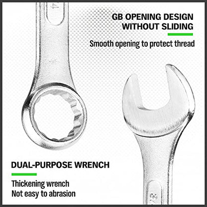 SWANLAKE GARDEN TOOLS 26-Piece Combination Wrench Set with Roll-up Pouch, SAE 1/4” - 1”, Metric 8mm - 24mm, Perfect for General Household, Garage, Auto Repairs and Travel Emergency - style: 26PCS Metric&SAE