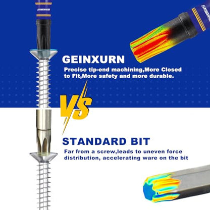 Geinxurn 15 Pieces Security T20 Impact Magnetic Screwdriver Bit Set, 1 In. #20 Torx Head Insert Bit Set, S2 Alloy Steel Hollow Star Bit Set - size: 1"-15PCS, style: TT20