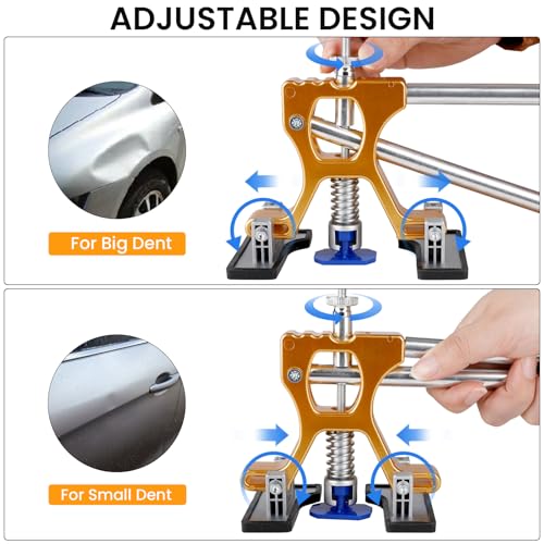 Car Dent Puller Kit,Paintless Dent Removal Kit,Car Dent Repair Kit with Slide Hammer 2 in 1 T-bar, Bridge Puller,Golden Lifter,Dent Remover Tool for Car Hail Damage DIY Repair