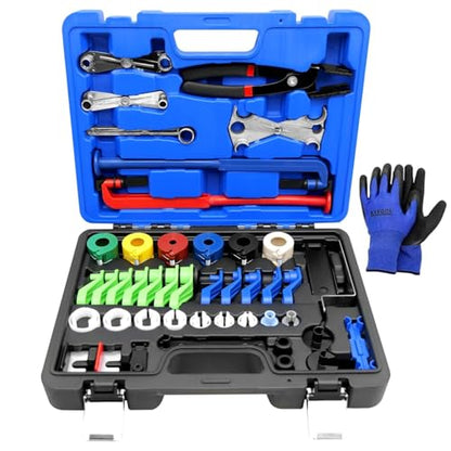 46pcs Master Quick Disconnect Tool Set Fuel Line Disconnect Tool Kit for Automotive A/C Fuel & Transmission Systems, Fuel Line Removal and Separator Tool Compatible with GM Ford Chrysler
