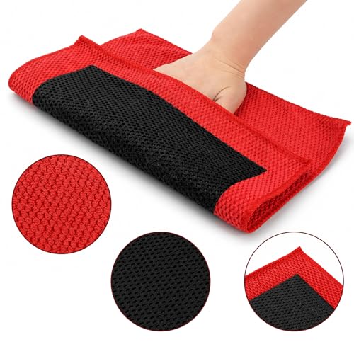 Okllen 3 Pcs Clay Bar Towel, 12" Premium Fine Grade Clay Towel for Car Detailing - Removes Paint Overspray, Water Spots, Tree Sap, Rail Dust, Red