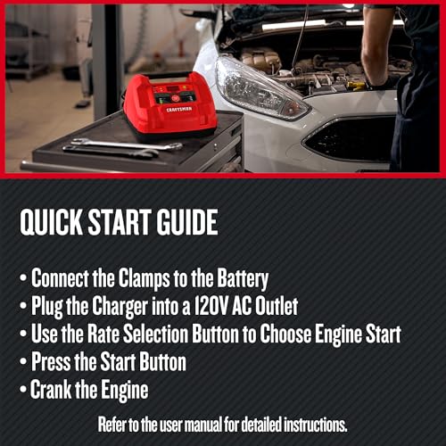 CRAFTSMAN 6A Car Battery Charger and 100A Engine Starter, 6-in-1 Solution, Battery Maintainer, 30A Boost, for 6V/12V Power Sport, Automotive, and Marine Batteries, CMXCESM253