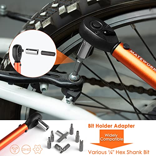 1/4 Inch Drive Click Torque Wrench, 27 PCS Bike Torque Wrench Set Double Scale (1-25Nm/8.9-221.3lb.in), 0.1Nm High Precision with Bit Sockets, 3/8 Adapter, Extension Bar, for Bicycle Maintenance - size: 1/4-inch (27pcs, 1-25 nm/8.9-221.3 lb.in)